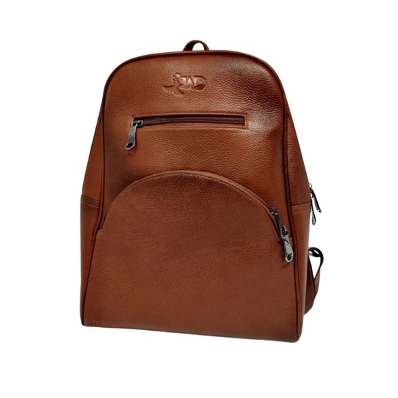 Brown leather backpack